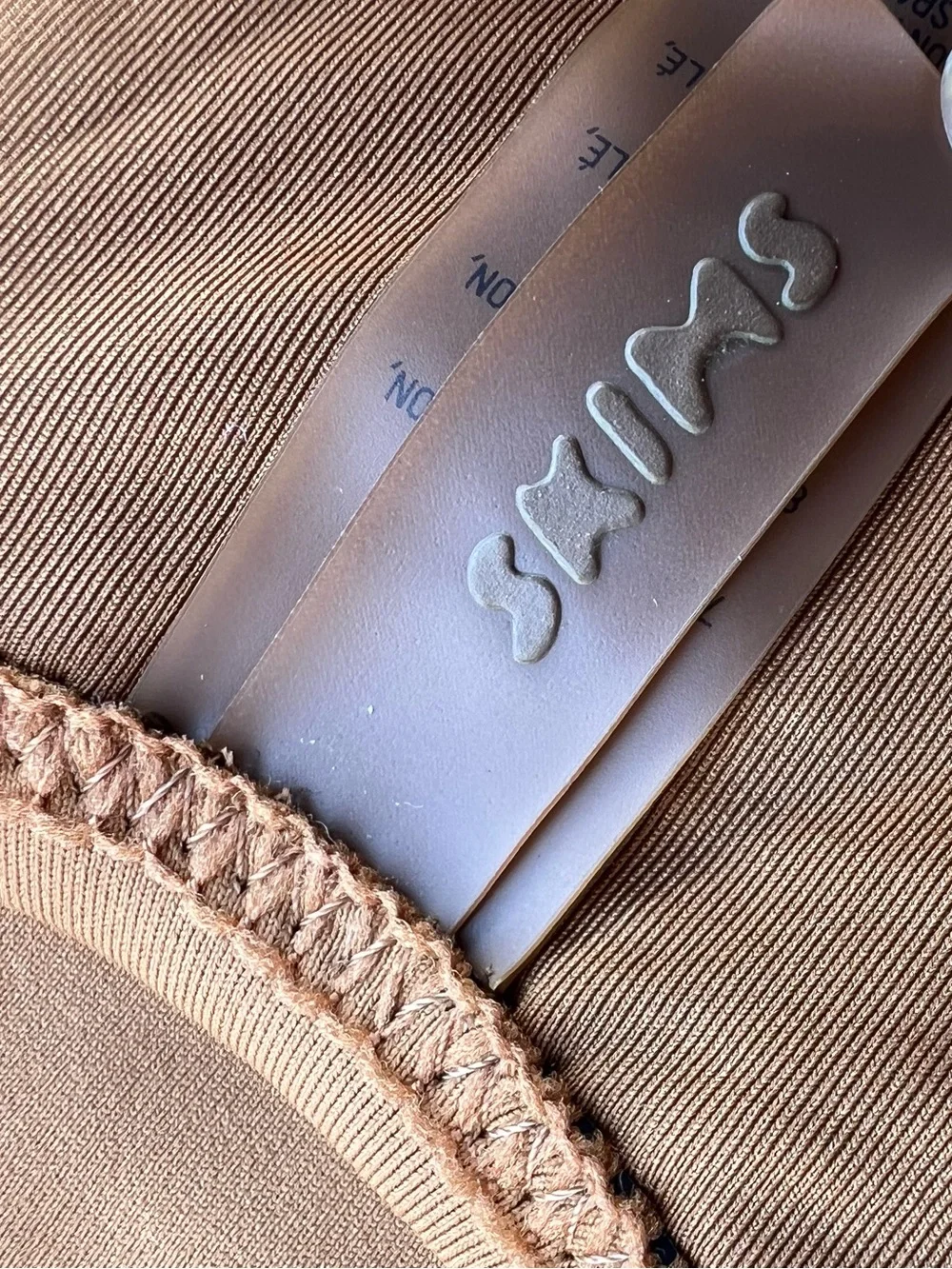 Skims Recycled Swim Scoop Neck One-Piece Suit Tan Brown Size S